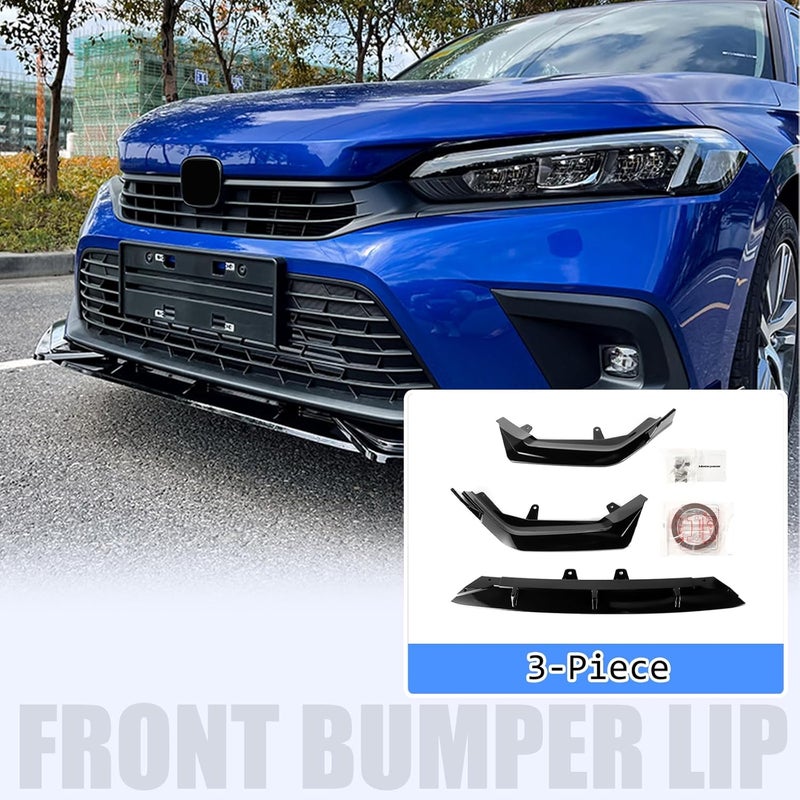 Gear Up Front Bumper Lip for Honda Civic 11th Gen Sedan & Hatchback 2022-2024 Gloss Black Front Lip Spoiler PP Front Bumper Lip Splitter Chin Spoiler - Image 2